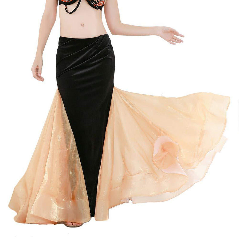 [AUSTRALIA] - ROYAL SMEELA Belly Dancing Skirt for Women Dance Costume Maxi Full Long Elegant Mermaid Skirts Velvet Carnival Outfit Black 