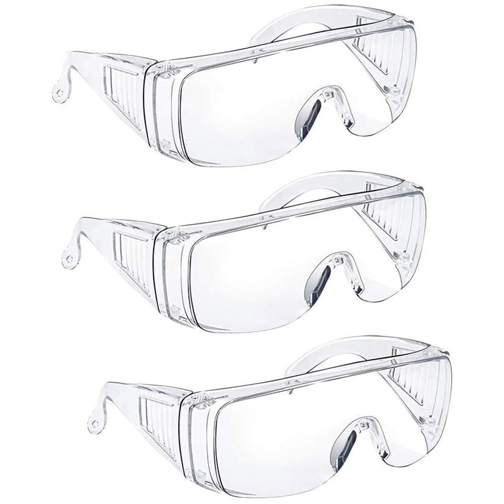 Safety Glasses Over Glasses Goggles Protective Eyewear - Anti Fog Glasses Shooting Glasses Eye Protection with Clear Vision,Scratch & UV Resistant Safety Glasses Fit Over Prescription Glasses for Work Lab Men Women 3 Pack Clear - BeesActive Australia
