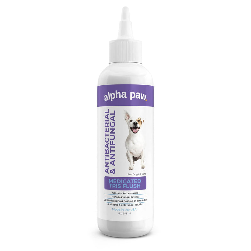 Smiling Paws Pets Medicated Tris Flush - Dog Ear Cleaner Solution and Infection Treatment for Dogs and Cats - Ear Cleaner for Dogs & Cats - Cat & Dog Ear Wash - Contains Ketoconazole - 12oz - BeesActive Australia