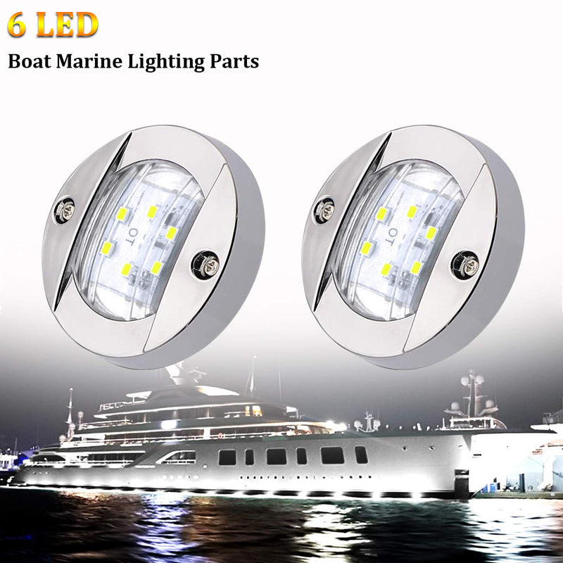 PSEQT 3'' Marine Boat Interior Lights,Round 12V Waterproof Deck LED Courtesy Light,White Stern Transom Anchor Light LED Night Fishing Lights Surface mount (2PCS) White - BeesActive Australia