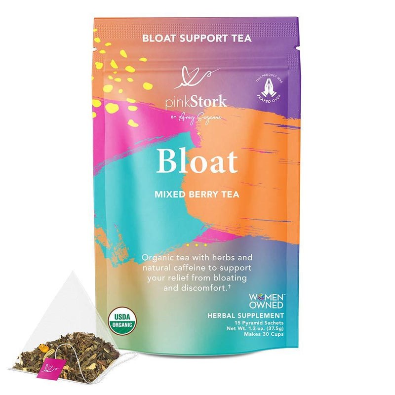 Pink Stork Bloat Tea: Organic Tea for Weight Loss, Gas + Bloating Relief for Women, Metabolism Support, Detox + Cleanse Tea, Energy Support, Women-Owned, Mixed Berry, 30 Cups - BeesActive Australia