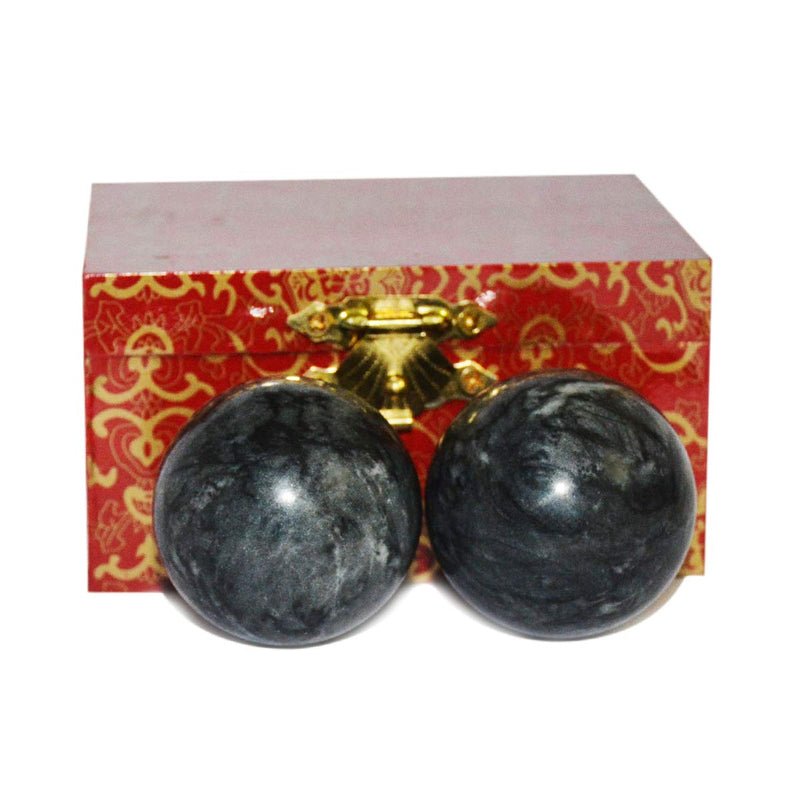Addune Chinese Baoding Balls Dark Grey Health Exercise Stress Hand Balls Natural Chinese Health Medicine Marble Balls Dark Grey with Box 1.4'' - BeesActive Australia