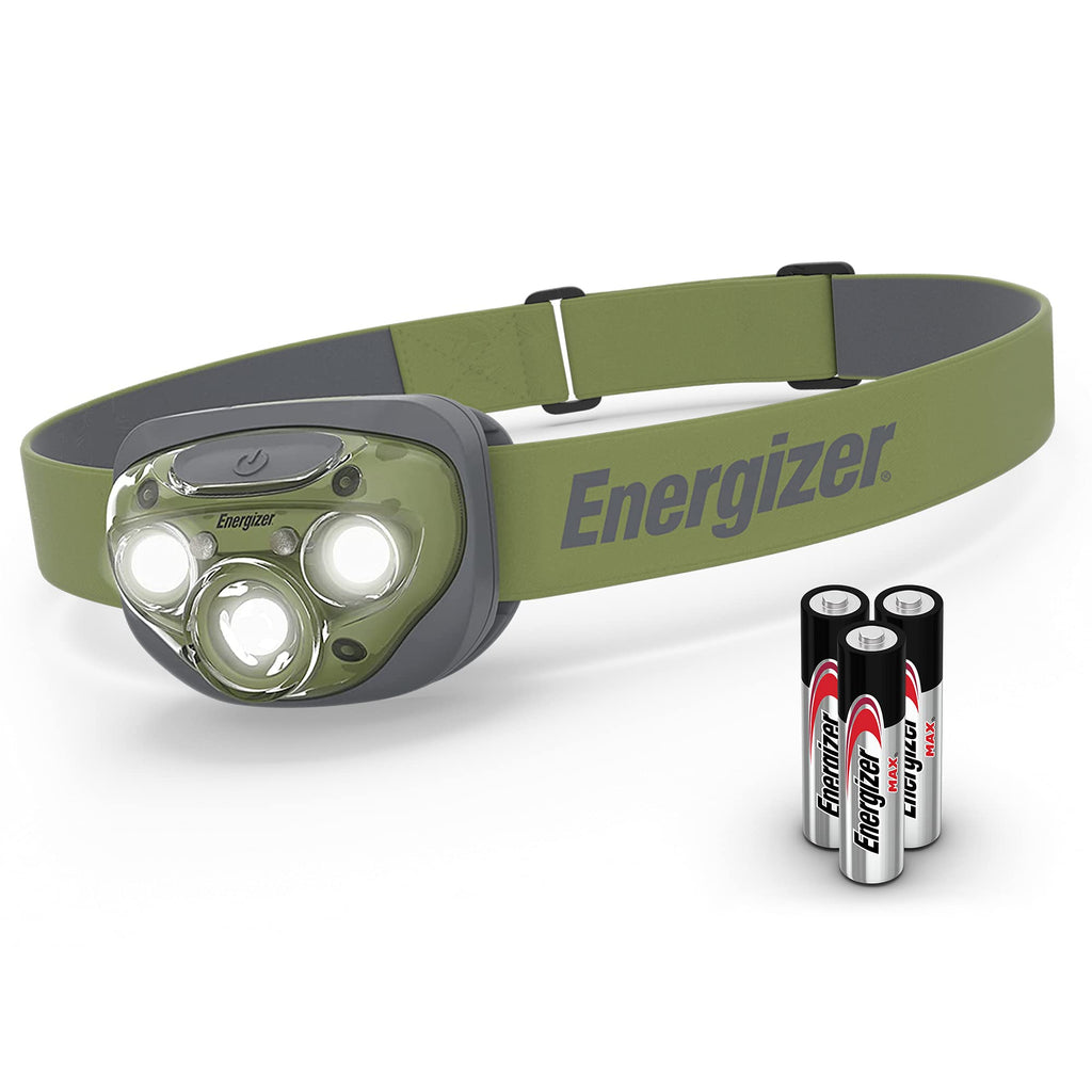 Energizer LED Headlamp, Bright Headlamp for Outdoors, Camping and Mechanic Work Light, Includes Batteries, Pack of 1, Forest Green - BeesActive Australia