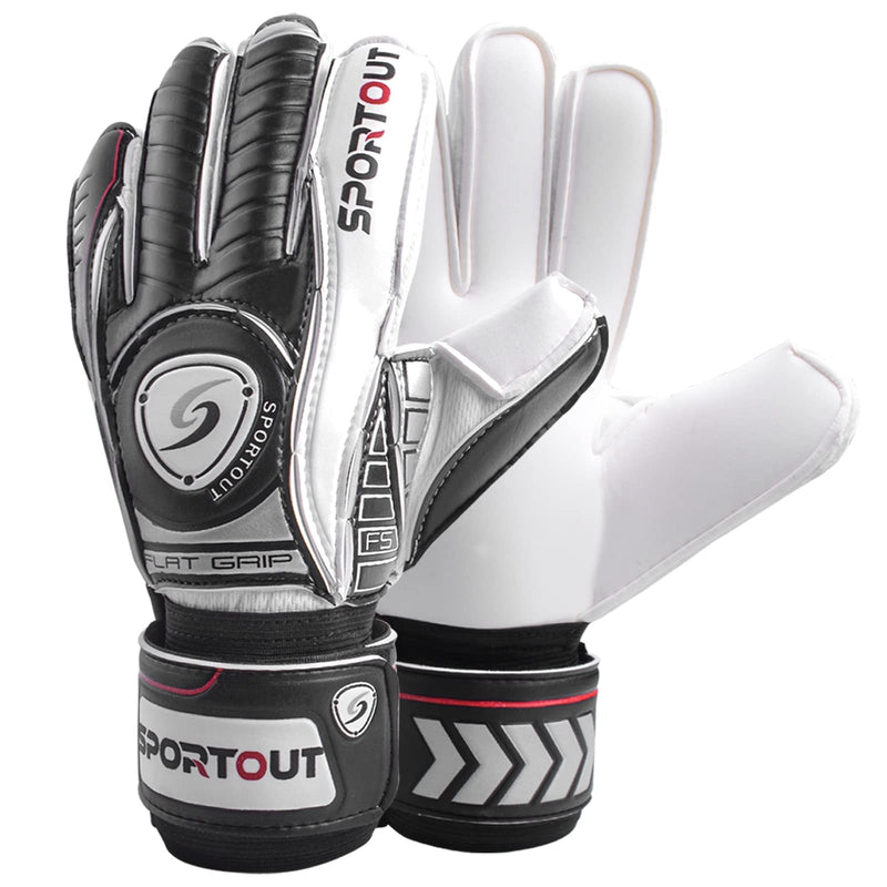 Sportout Goalie Gloves, Goalkeeper Gloves with Fingersave, Soccer Gloves, Breathable Soccer Goalie Gloves, 4mm Latex, for Kids Youth and Adult 7 Black - BeesActive Australia