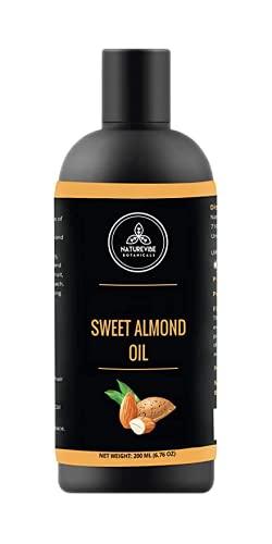 Naturevibe Botanicals Sweet Almond Oil, 200ml (6.76 Fl.oz) | 100% Pure and Natural | Cold Pressed Oil - BeesActive Australia