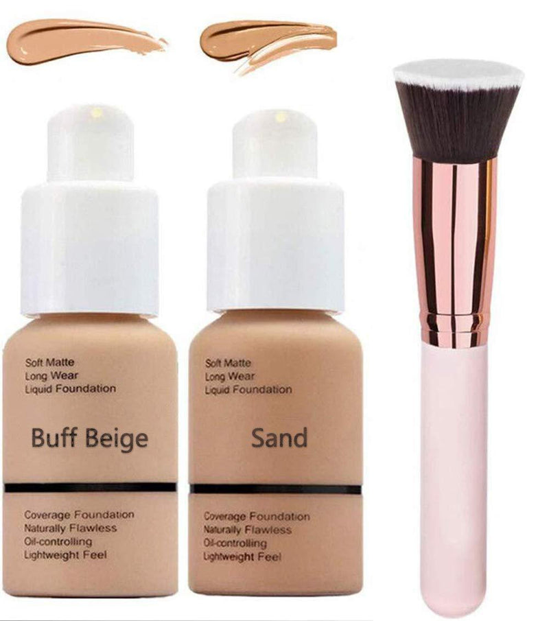 2 Pcs Foundation Makeup Full Coverage Matte Oil Control Concealer Foundation Cream Long Lasting Waterproof Matte Liquid Foundation - BeesActive Australia