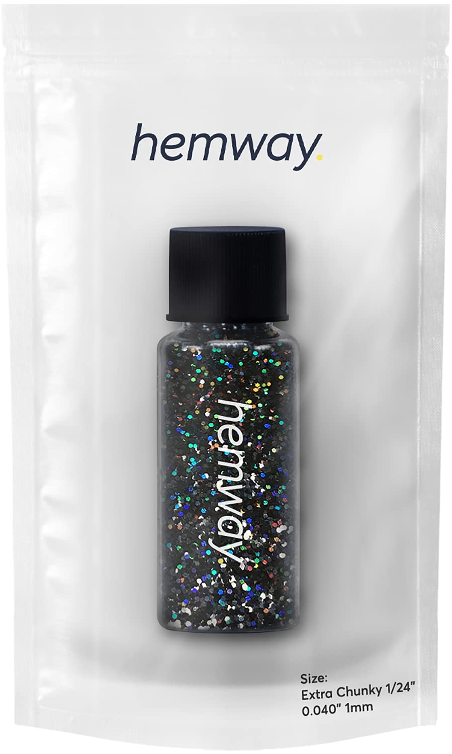 Hemway Glitter Tube 12.8g / 0.45oz Extra Chunky 1/24" 0.04" 1MM Premium Sparkle Gel Nail Dust Art Powder Makeup Pigment Eyeshadow Face Body Eye Cosmetic Safe-(Black Holographic) Black Holographic - BeesActive Australia