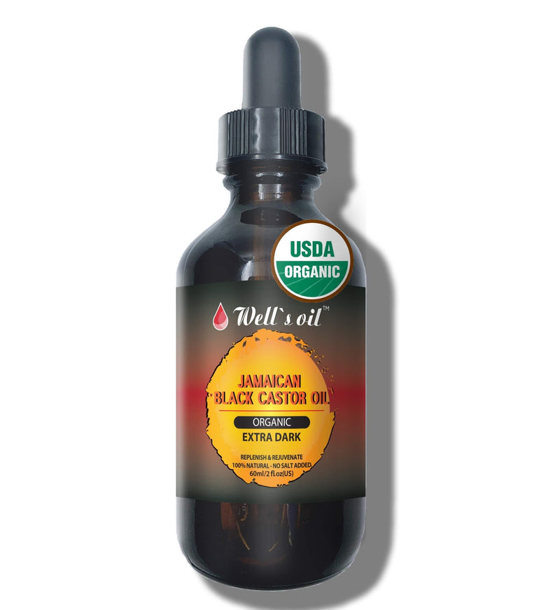 Well's Black Castor Oil [Extra Dark] 100% Pure, Cold Pressed, No Salt, Perfect for Hair, Eyelashes Growth, Treatment for Dry and Cracked Skin, Massage Oil, Skin Oil 2oz / 4oz / 8oz (2oz) 2 Ounce - BeesActive Australia