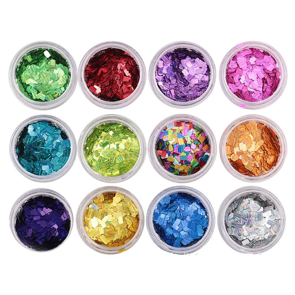 Yeslady Nails Art Laser Glitters Square Flakes Colorful Thin Paillette Sequin Manicure Tips 12 Colors … - BeesActive Australia