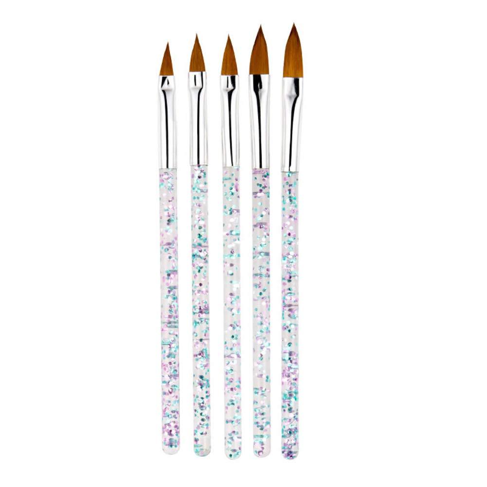 YesLady Nail Art Painting Liner Acrylic Brush UV Gel 3D Carved Powder DIY Manicure Pen Kit Set 5 PCS For Starter - BeesActive Australia