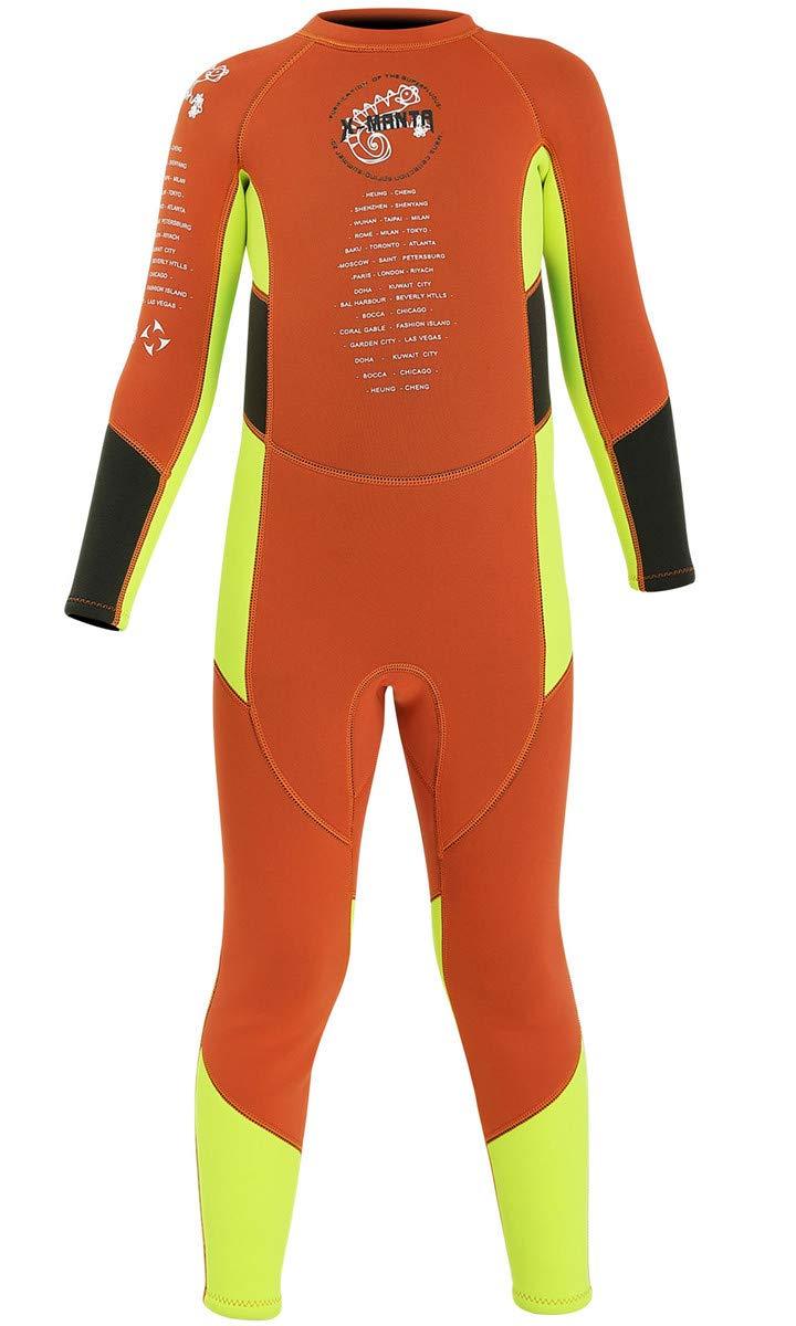 [AUSTRALIA] - JELEUON Little Kids Girls Boys UV Protection Swimsuits 2.5mm Neoprene Keep Warm Wetsuit Long Sleeves Diving Suits Small/2-3 Years Orange/Yellow 