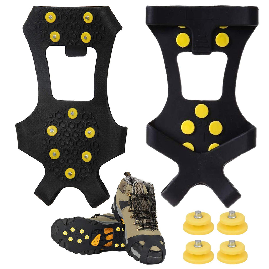 SYOURSELF Ice Cleats Snow Grips Overshoes Boots, Anti-Slip Silicone Portable Walk Traction Cleats Stainless Steel Spikes for Walking, Jogging, Hiking, Climbing, Fishing, Dog, Kids (S M L XL) Black Small - (Women(5-7)/Men(3-5)/EU:31-36) - BeesActive Australia