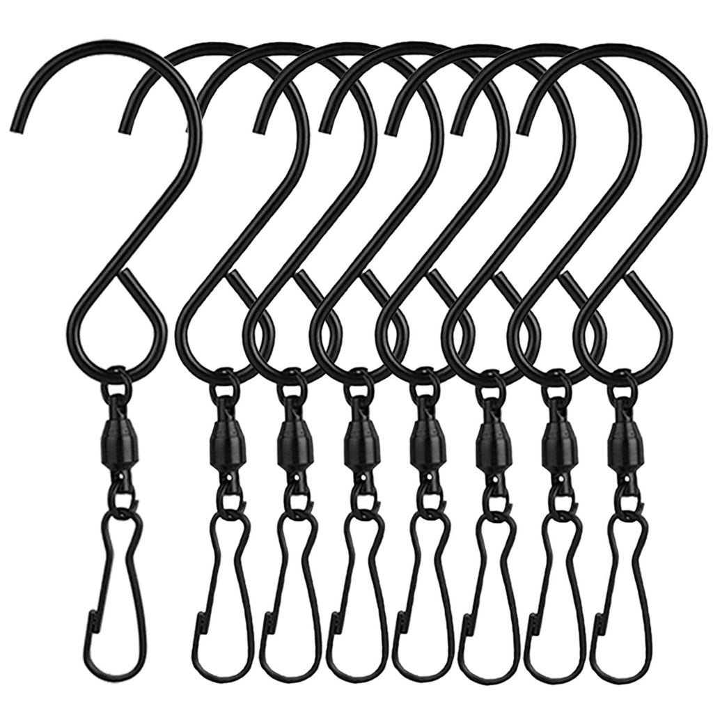 AMZSEVEN 8 Pack Swivel Hooks Clips for Hanging Wind Spinners, Wind Chimes, Bird Feeder, Crystal Twisters Party Supplies （Black） Black - BeesActive Australia