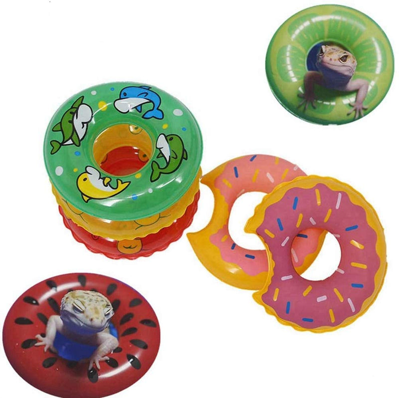 HAICHEN TEC 3.74 Inch Lizard Bearded Dragon Leopard Gecko Bath Collar Ring Swimming Rings Reptile Swim Life Jacket Float Ring for Leopard Gecko Anole Amphibians Cage Accessories Photo Shoot Toy 5 PCS - BeesActive Australia
