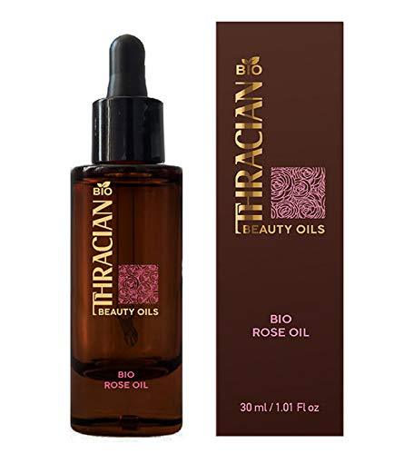 Thracian Bulgarian Beauty Rose Oil with Bio Premium Certified Rosa Damascena, Anti-aging, Moisturizing Oil for Face, Body and Hair in 1.01 fl oz Glass with Dropper - BeesActive Australia