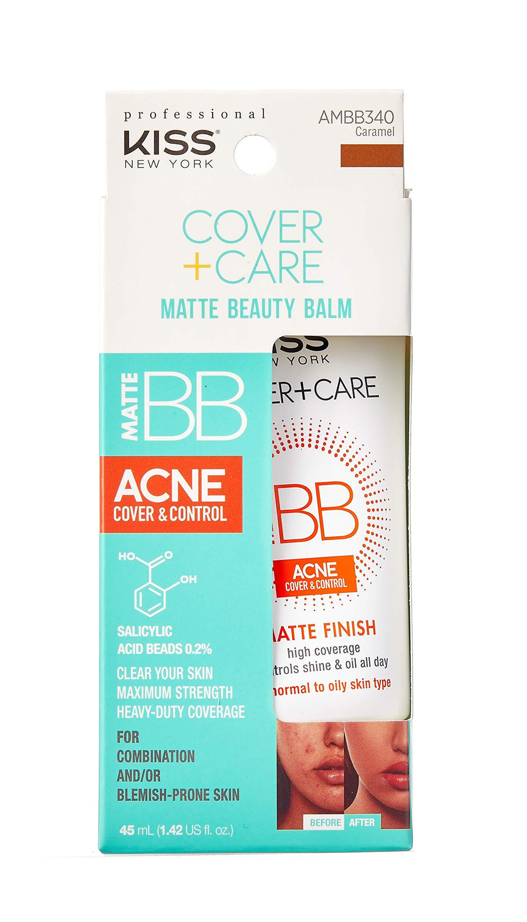 Ruby Kiss Cover + Care Acne Control Matte Finish Beauty Balm- AMBB340 (Matte-Caramel) Matte-Caramel - BeesActive Australia