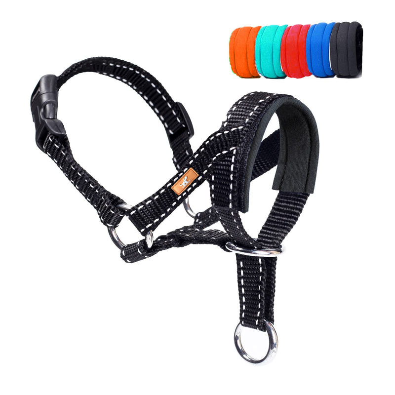 wintchuk Dog Head Collar, Head Collar with Reflective Strap to Stop Pulling for Small Medium and Large Dogs, Adjustable L Black - BeesActive Australia
