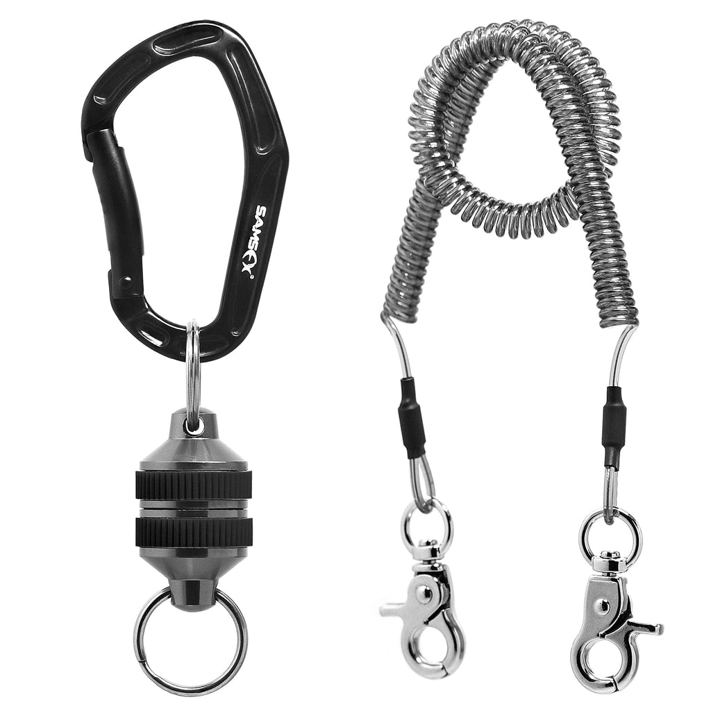 SAMSFX Fishing Strongest Magnetic Net Release Magnet Clip Holder Retractor with Coiled Lanyard - BeesActive Australia