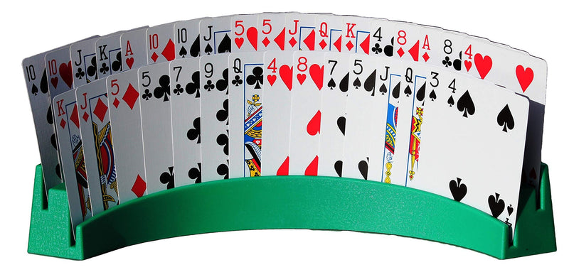 [AUSTRALIA] - Twin Tier Premier Playing Card Holder (Set of 2) - Holds Up to 32 Playing Cards Easily - 12 1/2" x 4 1/2" x 2 1/4" - Stack for Storage - Made in The USA Green 