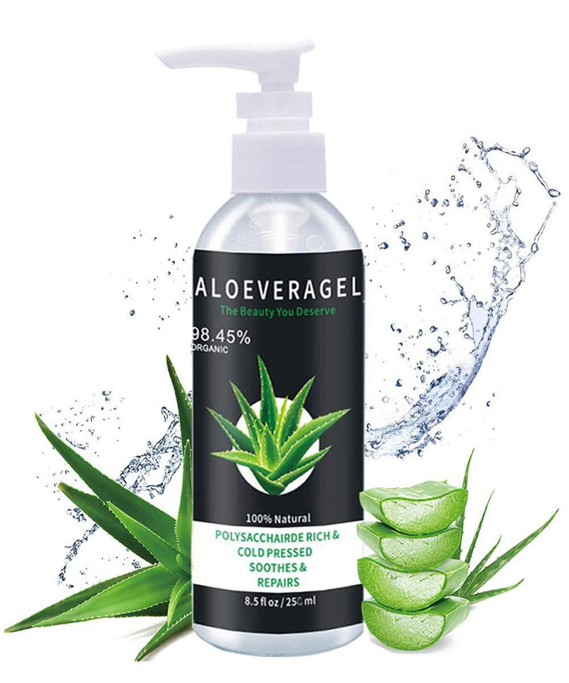 Aloe Vera Gel, Pure Natural From Organic Aloe Plant, Durable Moisturizing Hydrating Soothing, After Sun Repair Face Skin Hair Care, Sunburn Relief Body Lotion Cold-pressed and No Sticky - 8.5 fl.oz - BeesActive Australia