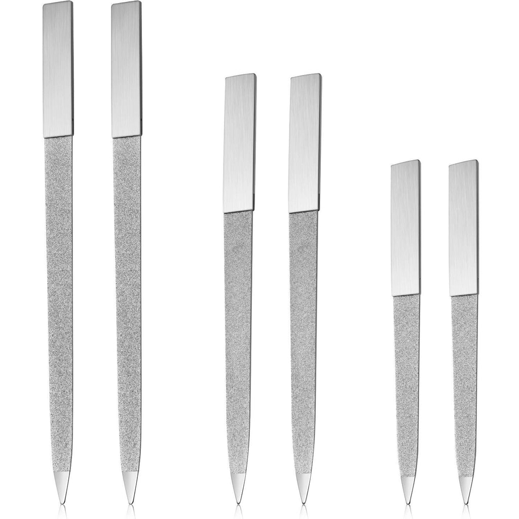6 Pieces Diamond Nail File Metal Stainless Steel Double Sided File Buffer Fingernails Toenails Manicure Files for Salon and Home Gentle Precise Nail Shaping, 3 Sizes - BeesActive Australia