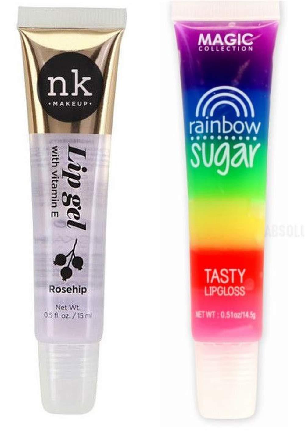 Nicka K New York Set of 2 Lightweight Heals & Soothes Chapped Lips - Lip Gloss Gel Set of 2 - ARGAN OIL - RAINBOW - BeesActive Australia