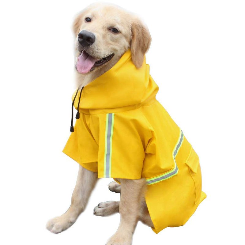 Dog Raincoat Leisure Waterproof Lightweight Reflective Rain Jacket with Hoodie for Small Medium Large Dogs XX-Large Yellow - BeesActive Australia
