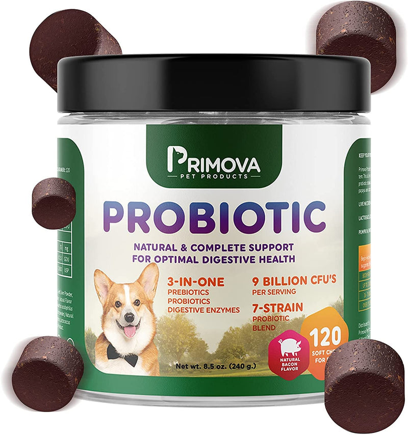 Primova Pet Products - Probiotic Dog Chews for Dog Digestive Enzymes - Dog Diarrhea & Natural Allergy Relief - Puppy Probiotic Chews - Dog Allergy Chews - Pack of 120 Chews - BeesActive Australia