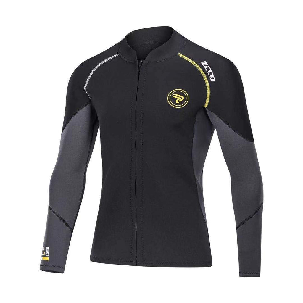 Wetsuit Top Men's 1.5mm Neoprene Wetsuits Jacket,Front Zipper Long Sleeves Diving Suit for Swimming,Snorkeling,Scuba Diving,Surfing Black Small - BeesActive Australia