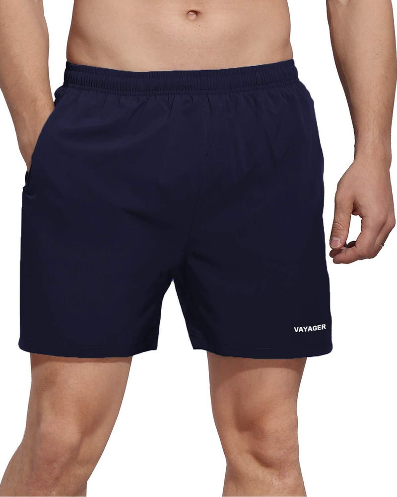 [AUSTRALIA] - VAYAGER Men's 5 Inch Running Shorts Quick Dry Workout Athletic Performance Shorts with Liner and Zipper Pocket Navy X-Large 