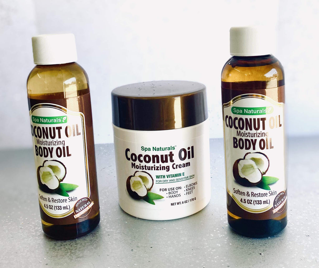 Spa Naturals / 2PK 4.5oz Coconut Oil Moisturizing Body Oil +Spa Naturals Coconut Cream Moisturizer - BeesActive Australia
