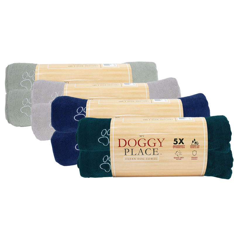 My Doggy Place - Super Absorbent Microfiber Towel - Dog Bathing Supplies - Microfiber Drying Towel - Washer Safe 2 Pack Deep Teal - BeesActive Australia
