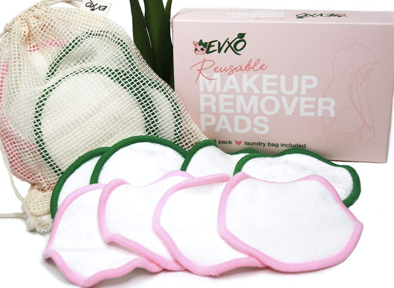 EVXO's Reusable Organic Makeup Remover Pads (16 Pack) with Laundry Bag Included - Bamboo Microfiber Washable Cloth for Eye and Skin Cleaning and Toner Application - BeesActive Australia