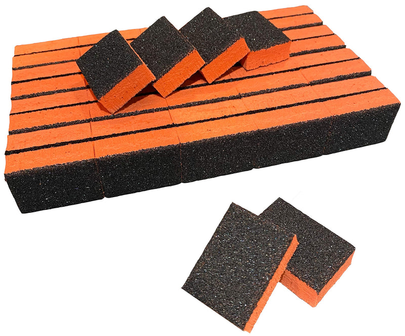 PrettyClaw | 40pc Disposable Nail Buffer Blocks 80/80 Black Grit Orange Buffing Blocks Nail Sanding Block 2 Sided Mini Nail Buffing Squares - BeesActive Australia