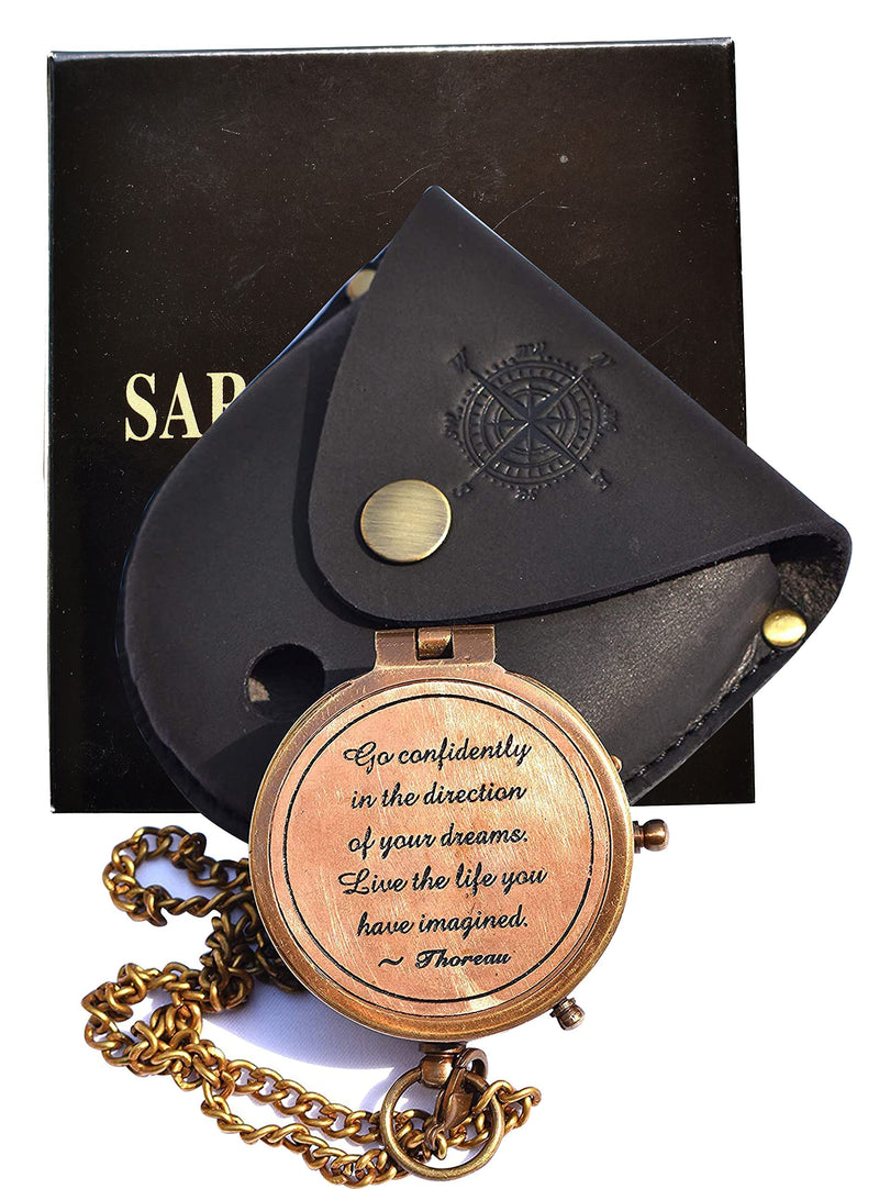 Hiking Backpacking Compass with Case /Thoreau's Go Confidently Quote Engraved with Gift Compass ,Camping Compass, Boy Scout Compass Kids-Professional Field Compass for Map Reading- Best Survival Gifts - BeesActive Australia