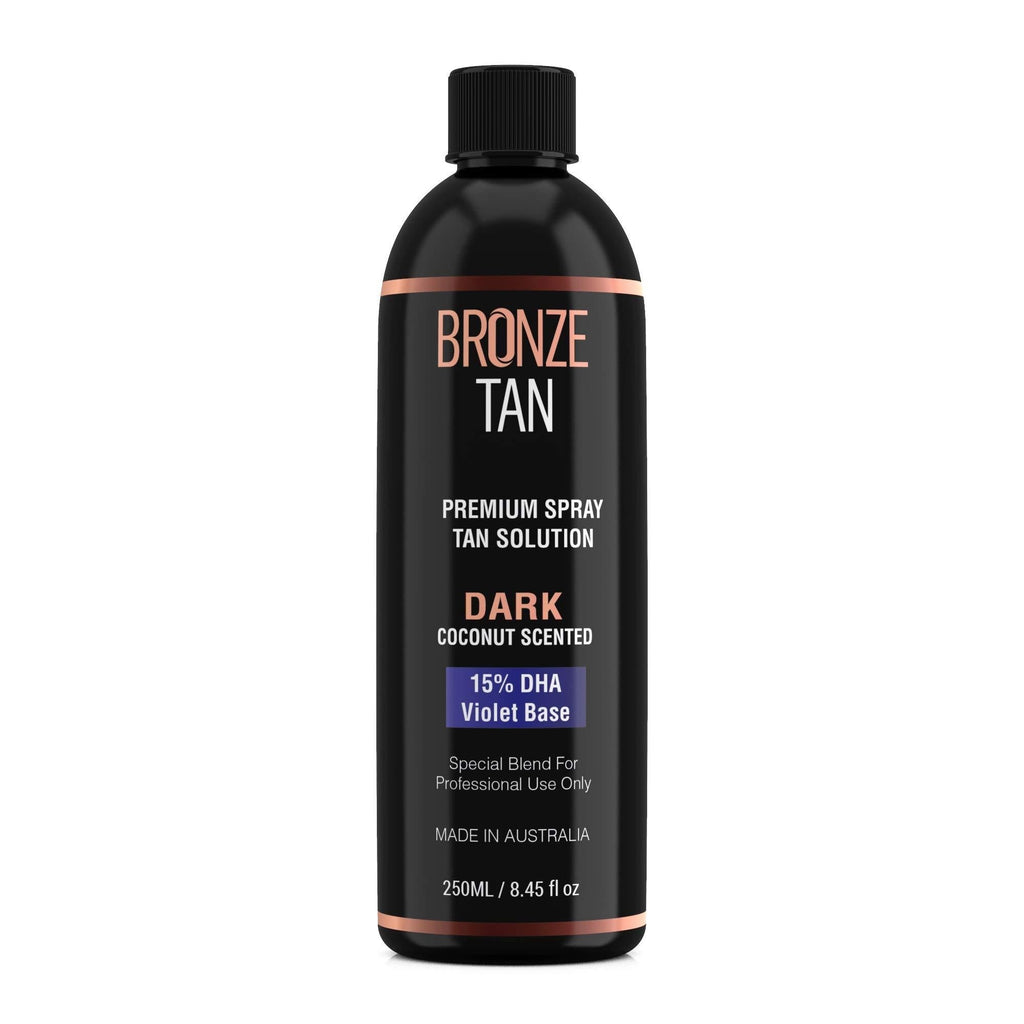 Bronze Tan Spray Tan Solution Professional Tanning Solution for Spray Tan Machine - Coconut Scented Sunless Tanning Solution Dark for Airbrush Tan (250ml / 8.45fl oz) 8.45 Fl Oz (Pack of 1) - BeesActive Australia