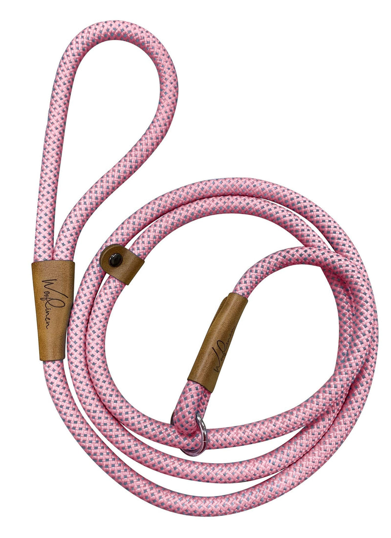 Wooflinen Ultra Reflective Premium Dog Slip Leash Made from Mountain Climbing Rope - Great for Training and The Strongest Pullers 6 Foot Pink Marshmallow - BeesActive Australia