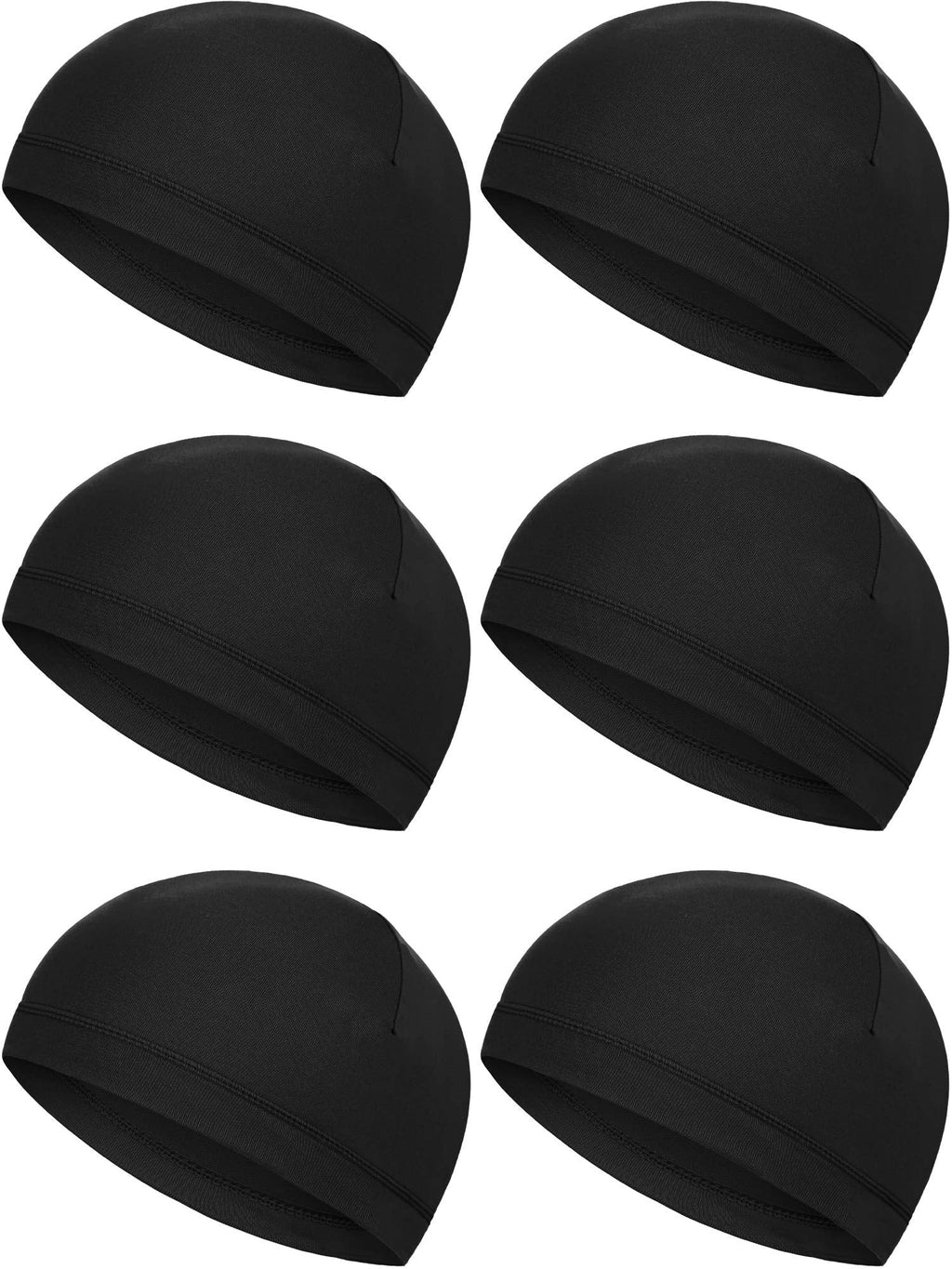 Boao 6 Pieces Helmet Liner Skull Caps Sweat Wicking Cap Running Hats Cycling Skull Caps for Men Women Black Large - BeesActive Australia