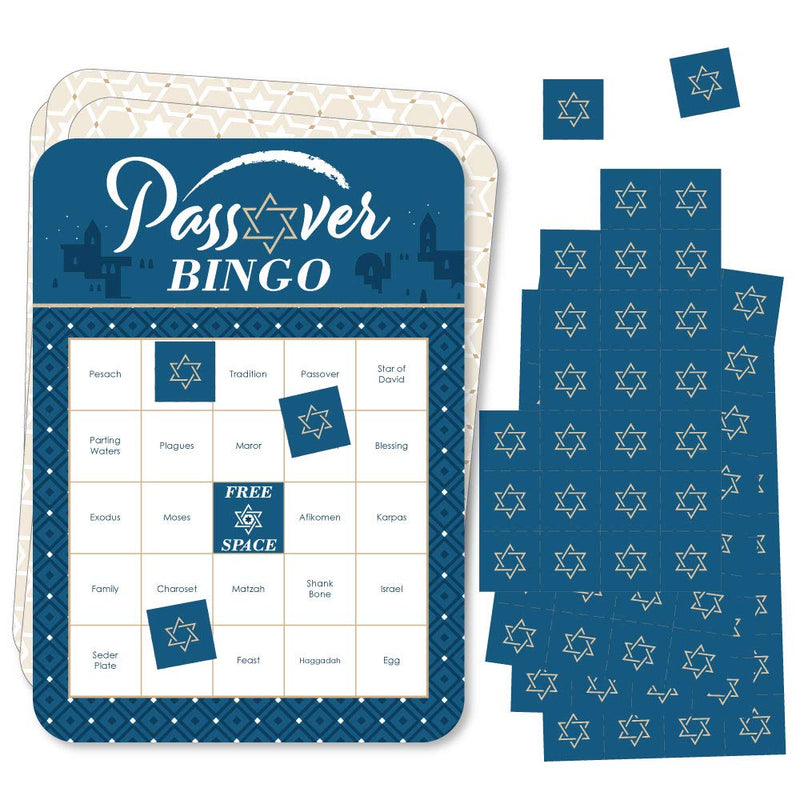 Big Dot of Happiness Happy Passover - Bingo Cards and Markers - Pesach Jewish Holiday Party Bingo Game - Set of 18 - BeesActive Australia