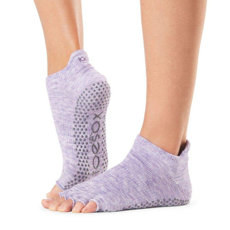 ToeSox Women's Low Rise Half Toe Grip Non-Slip for Ballet, Yoga, Pilates, Barre Toe Socks Small Heather Purple - BeesActive Australia