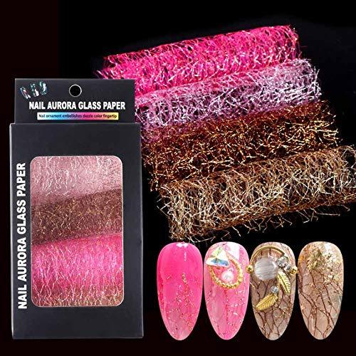 Valuu 3D Gold Silver Net Line Nail Decals Hollow Mesh Stickers DIY Manicure Net Strips Design Nail Art Decoration (A) A - BeesActive Australia