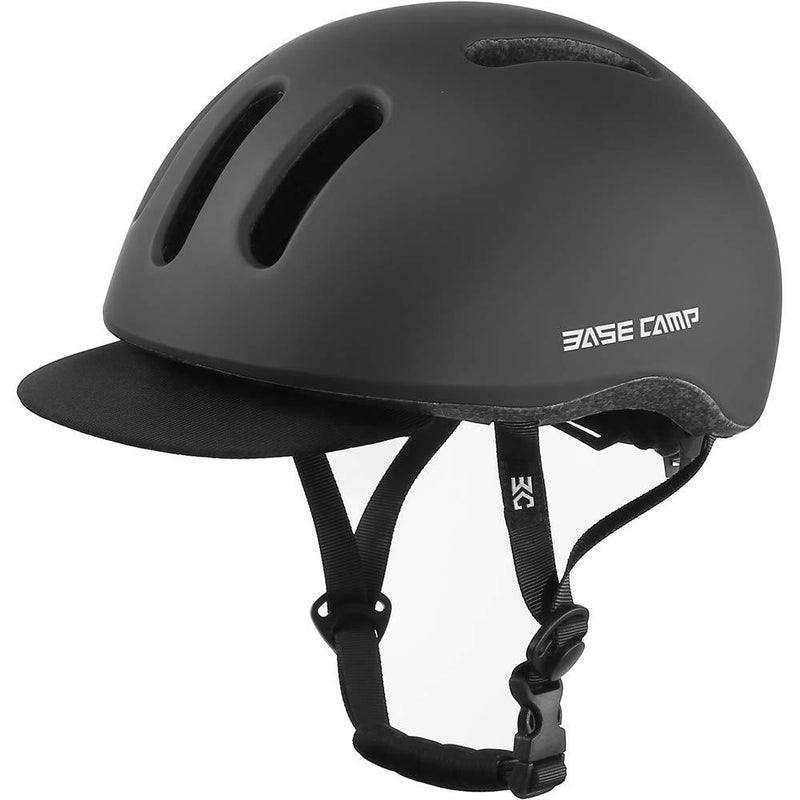BASE CAMP Adult Bike Helmet with Removable Visor for Urban Commuter Adjustable M Size Black - BeesActive Australia