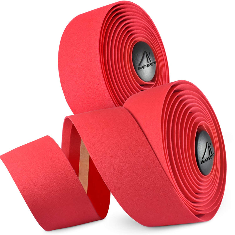 MARQUE Suede Bike Handlebar Tape - Road Cycling Bicycle Handle Bar Wrap for Drop Bars with End Plugs - 2PCS per Set Red - BeesActive Australia