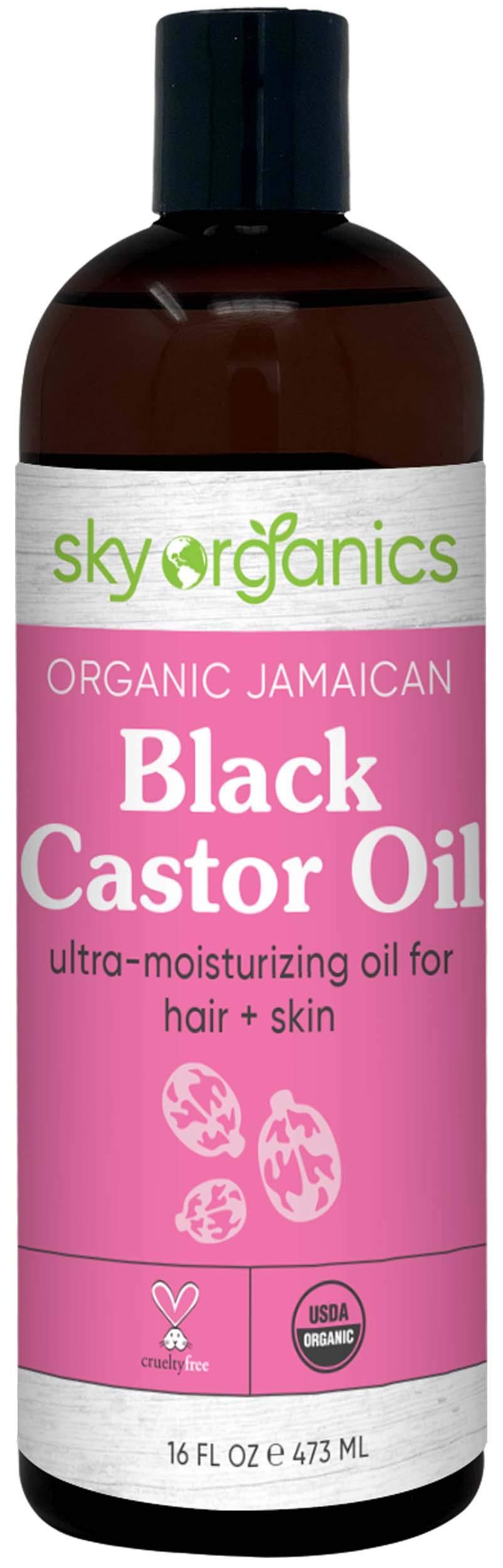 Organic Jamaican Black Castor Oil by Sky Organics (16 oz) USDA Organic 100% Pure Roasted Castor Oil Moisturizing Oil for Hair and Skin Oil Treatment Castor Oil Hair Mask Natural Skin Moisturizer - BeesActive Australia