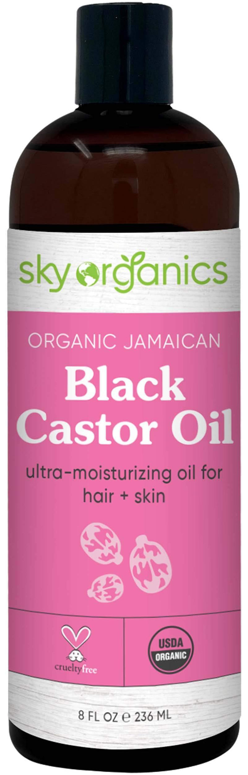 Organic Jamaican Black Castor Oil by Sky Organics (8 oz) USDA Organic 100% Pure Roasted Castor Oil Moisturizing Oil for Hair and Skin Oil Treatment Castor Oil Hair Mask Natural Skin Moisturizer 7.98 Fl Oz (Pack of 1) - BeesActive Australia