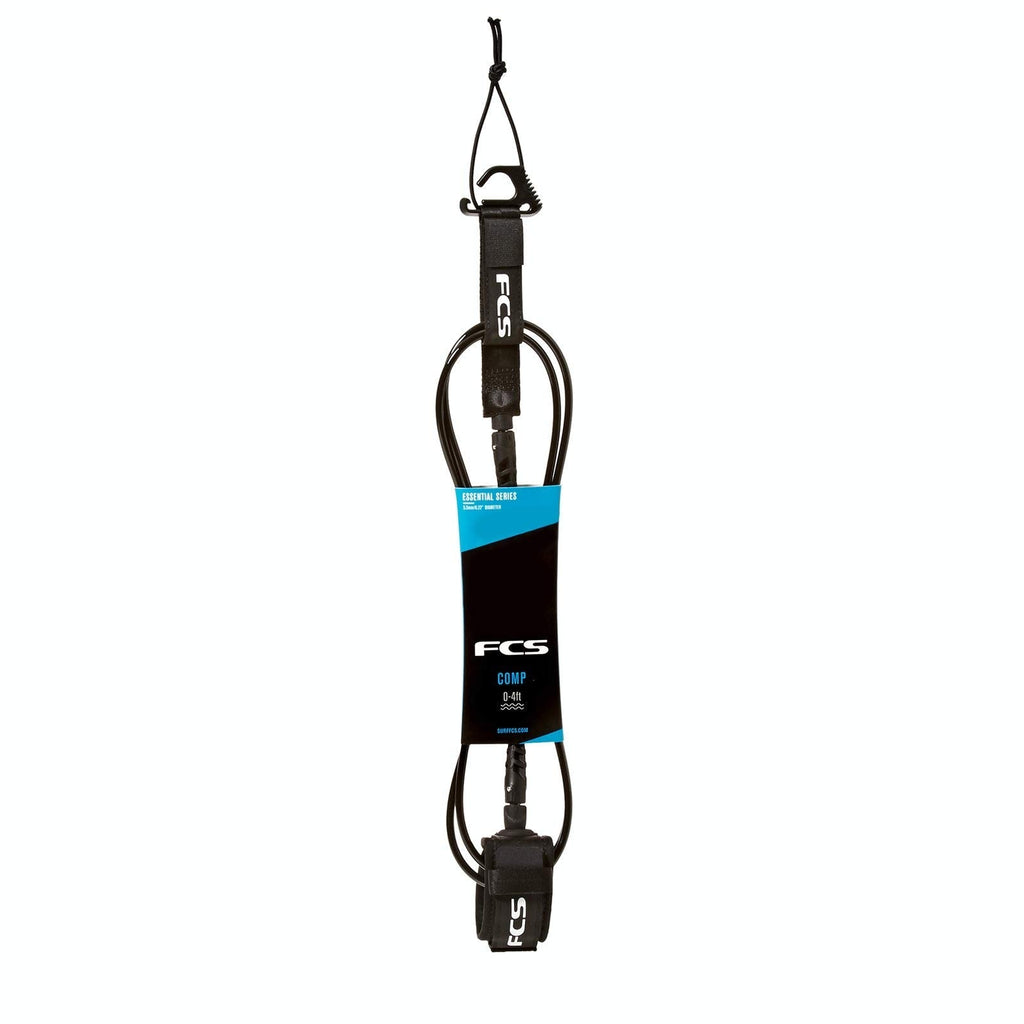 FCS Comp Surfboard Leash - Black - 6' - BeesActive Australia