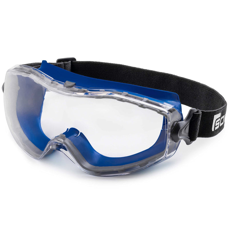 Solid. Safety Goggles that fits perfectly | Protective eyewear with anti-fog, anti-scratch and UV-protection lenses | Ideal for wearing as safety glasses over glasses | Clear lens | Dark blue - BeesActive Australia