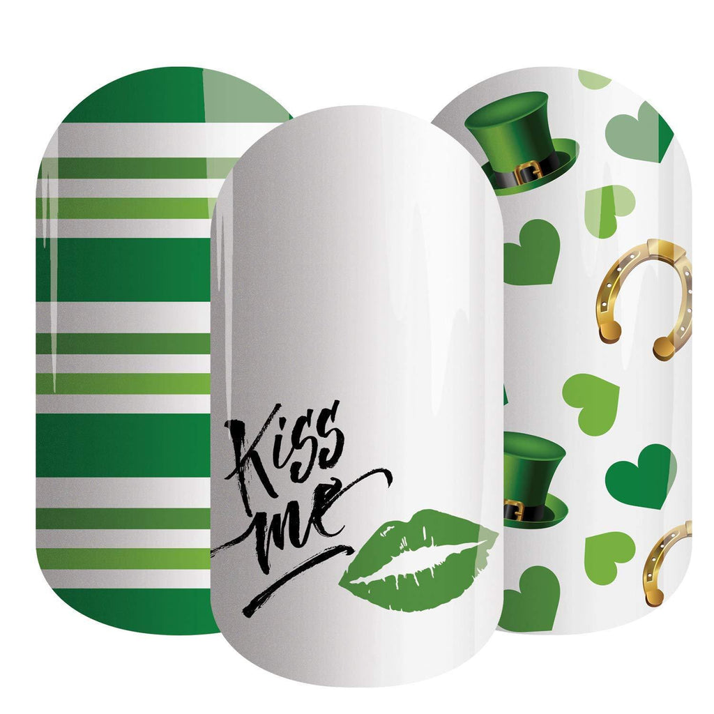 KISS ME IRISH Jamberry Lacquer Strips Quick & Easy Nail Decal Design Fun & Trendy Nail Art Stickers Perfect for DIY Easy Nail Art (Kiss Me Irish) - BeesActive Australia