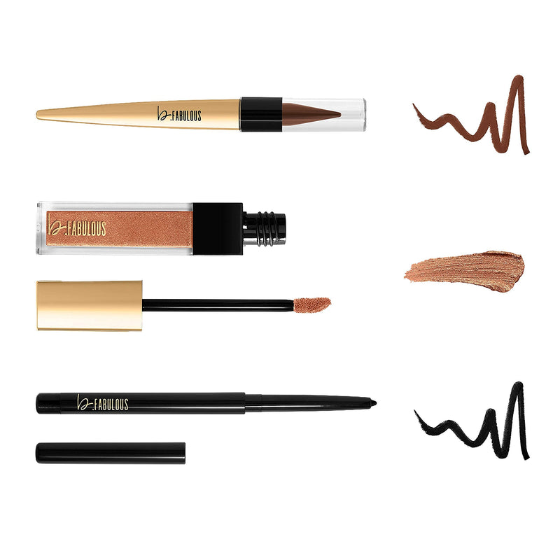 One Click Beauty b.Fabulous 3-Piece Eye Kit, Longwear Makeup, The Warm Nudes - BeesActive Australia