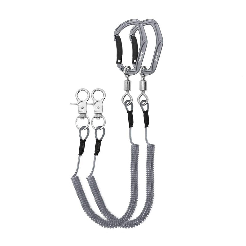 HERCULES M4 Heavy Duty Fishing Lanyard, Coiled Lanyard for Fishing, Rods, Pliers, Boating, Paddles, Kayak Pack of 2 Grey, 5.9" - BeesActive Australia